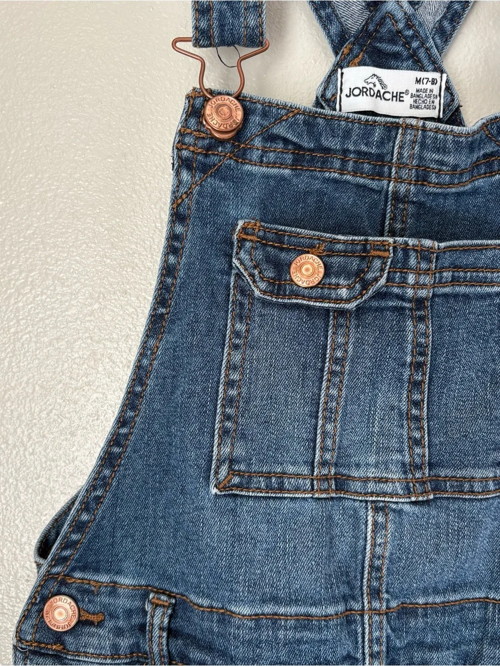 Jordache Dark Blue Denim Short Overalls with Rolled Cuffs